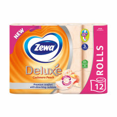 Акція на Туалетна бумага Zewa Deluxe Cashmere Peach з ароматом персика, 3-шаровий, 12 рулонів від Eva