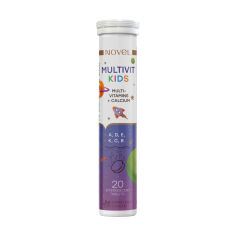 Акція на Дієтична добавка вітамінно-мінеральний комплекс у шипучих таблетках для дітей Novel Multivit Kids Multi-Vitamins + Calcium Multivit Kids, 20 шт від Eva