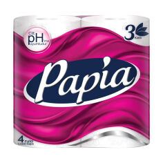 Акція на Туалетний папір Papia білий, 3-шаровий, 150 відривів, 4 шт від Eva