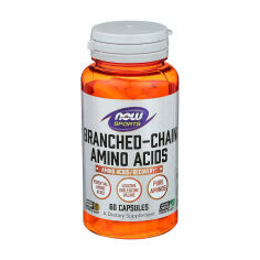 Акція на Дієтична добавка амінокислоти в капсулах NOW Foods Sports Branched Chain Amino Acids Комлекс амінокислот з розгалуженими ланцюгами, 60 шт від Eva