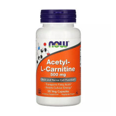 Акція на Дієтична добавка в капсулах NOW Foods Acetyl-L-Carnitine Ацетил-L-Карнітин 500 мг, 50 шт від Eva