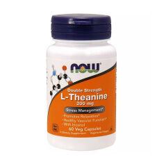 Акція на Дієтична добавка в капсулах NOW Foods Double Strength L-Theanine L-Теанін, 200 мг, 60 шт від Eva