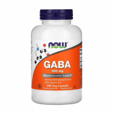 Акція на Дієтична добавка амінокислота в гелевих капсулах NOW Foods GABA Гамма-Аміномасляна кислота 500 мг, 200 шт від Eva