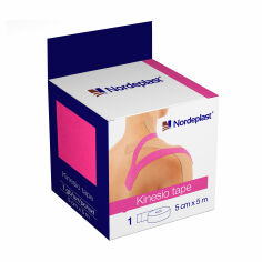 Акція на Кінезіо тейп медичний пластир Nordeplast Kinesio Tape рожевий, 5 см*5 м від Eva