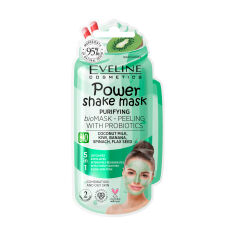 Акція на Очищувальна біомаска-пілінг для обличчя Eveline Cosmetics Power Shake Mask з пробіотиками, 10 мл від Eva