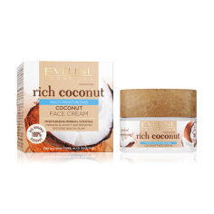 Акція на Зволожувальний крем для обличчя Eveline Cosmetics Rich Coconut Face Cream з кокосом, 50 мл від Eva