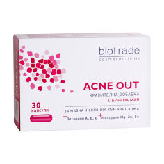Акція на Дієтична добавка вітамінно-мінеральний комплекс у капсулах Biotrade Acne Out для жирної та проблемної шкіри, 30 шт від Eva