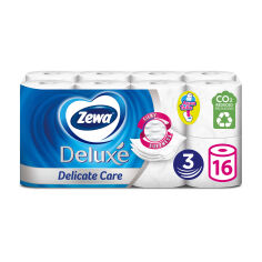 Акция на Туалетний папір Zewa Deluxe білий, 3-шаровий, 150 відривів, 16 рулонів от Eva