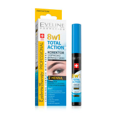 Акція на Коректор для брів Eveline Cosmetic Eyebrow Therapy Professional Total Action 8 в 1 з хною, Black, 10 мл від Eva