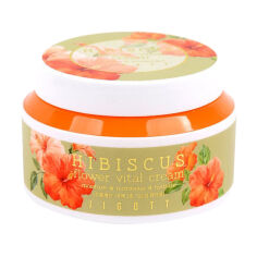 Акція на Антивіковий крем для обличчя Jigott Hibiscus Flower Vital Cream з екстрактом гібіскусу, 100 мл від Eva