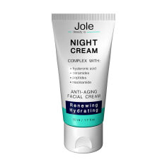 Акція на Відновлюючий нічний крем для обличчя Jole Night Cream Anti-Aging Facial Cream з гіалуроновою кислотою, комплексом пептидів та керамідів, 50 мл від Eva