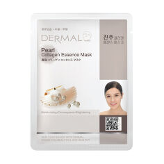 Акція на Тканинна маска для обличчя Dermal Pearl Collagen Essence Mask Перлинний вітер з колагеном та порошком перлинної пудри, 28 г від Eva