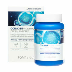 Акція на Зволожувальна крем-сироватка для обличчя FarmStay Collagen Water Full Moist Cream Ampoule з колагеном, 250 мл від Eva