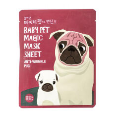 Акція на Тканинна маска для обличчя Holika Holika Baby Pet Magic Mask Sheet Anti-Wrinkle Pug Мопс, 22 мл від Eva