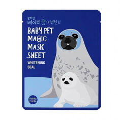 Акція на Тканинна маска для обличчя Holika Holika Baby Pet Magic Mask Sheet Whitening Seal Тюлень, 22 мл від Eva