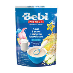 Акція на Дитяча молочна каша Bebi Premium 3 злаки з яблуком та ромашкою, з 6 місяців, 200 г від Eva