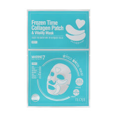 Акция на Оздоровлювальна тканинна маска з патчами для обличчя 2 в 1 Konad Iloje Frozen Time Collagen Patch & Vitality Mask, 0.75 г + 25 г от Eva