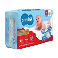 Акция на Підгузки Bambik Medium розмір 3 (4-9 кг), 36 шт от Eva