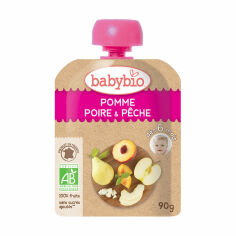 Акція на Органічне пюре Babybio з яблука, груши та персику, 90 г від Eva