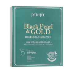 Акція на Гідрогелева маска для обличчя з золотом і чорним перлами Petitfee & Koelf Black Pearl & Gold Hydrogel Mask Pack, 5 шт від Eva
