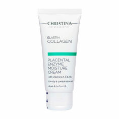 Акція на Зволожувальний крем для обличчя Christina Elastin Collagen Placental Enzyme Moisture Cream with Vitamins A, E & HA, для жирної шкіри, 60 мл від Eva