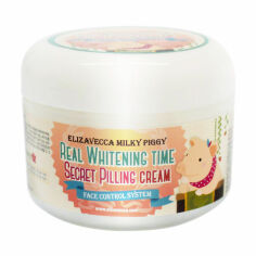 Акция на Кремовий пілінг для обличчя від пігментних плям Elizavecca Milky Piggy Real Whitening Time Secret Pilling Cream, 100 г от Eva