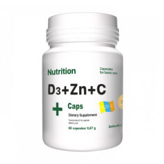 Акція на Дієтична добавка вітамінно-мінеральний комплекс в капсулах AB PRO EntherMeal D3 + Zinc + С + Caps, 60 шт від Eva
