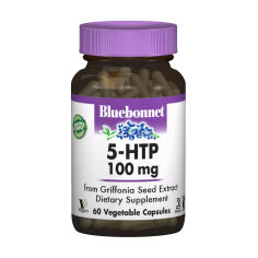 Акція на Дієтична добавка амінокислота в капсулах Bluebonnet Nutrition 5-HTP Гідроксітріптофан 100 мг, 60 шт від Eva