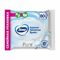 Акція на Вологий туалетний папір Zewa Pure без аромату, 1-шаровий, 80 шт від Eva