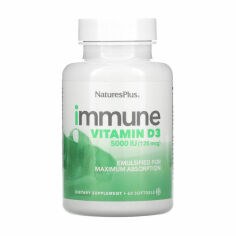 Акція на Харчова добавка вітаміни в капсулах NaturesPlus Immune Вітамін D3 5000 МО, 60 шт від Eva