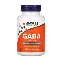 Акція на Харчова добавка в капсулах Now Foods GABA Гамма-аміномасляна кислота 750 мг, 100 шт від Eva