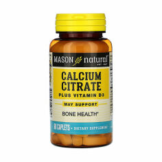 Акція на Дієтична добавка в капсулах Mason Natural Calcium Citrate Plus Vitamin D3 Цитрат кальцію + вітамін D3, 60 шт від Eva