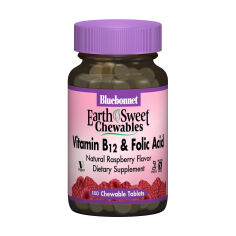 Акция на Вітамін В12 + фолієва кислота Bluebonnet Nutrition Earth Sweet Chewables Vitamin B12 & Folic Acid, 180 жувальних таблеток от Eva