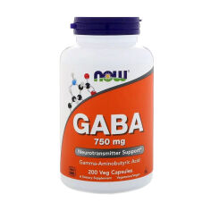 Акция на Дієтична добавка в капсулах NOW Foods GABA Гамма-аміномасляна кислота 750 мг, 200 шт от Eva