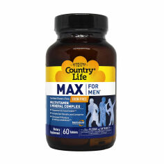 Акція на Дієтична добавка вітамінно-мінеральний комплекс в таблетках Country Life Max For Men Для чоловіків без заліза, 60 шт від Eva