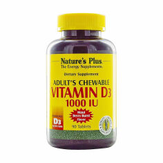Акція на Вітамін Д3 NaturesPlus Adult's Chewable Vitamina D3 1000 МО зі смаком ягід, 90 жувальних таблеток від Eva