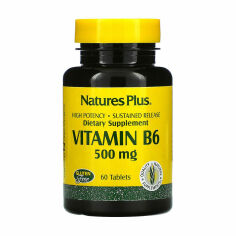 Акція на Вітамін B6 NaturesPlus Vitamin B6, 500 мг, 60 таблеток від Eva