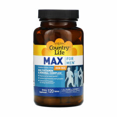 Акція на Дієтична добавка вітамінно-мінеральний комплекс в таблетках Country Life Max For Men Для чоловіків без заліза, 120 шт від Eva