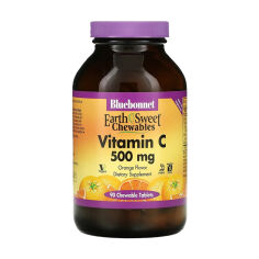 Акція на Дієтична добавка вітаміни в жувальних таблетках Bluebonnet Nutrition Earth Sweet Chewable Vitamin С 500 мг, зі смаком апельсина, 90 шт від Eva