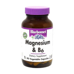 Акція на Магній та вітамін Б6 Bluebonnet Nutrition Magnesium With Vitamin В6, 90 вегетаріанських капсул від Eva