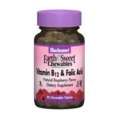 Акция на Дієтична добавка вітаміни в жувальних таблетках Bluebonnet Nutrition Earth Sweet Chewables Вітамін В12 + фолієва кислота, 90 шт от Eva