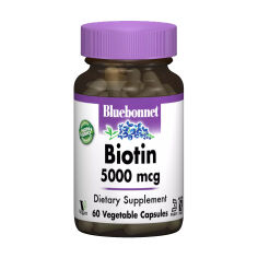 Акція на Біотин Bluebonnet Nutrition 5000 мкг, 60 капсул від Eva