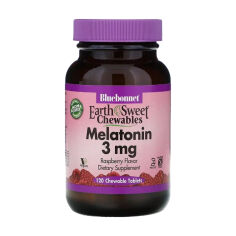 Акція на Мелатонін Bluebonnet Nutrition Earth Sweet Melatonin 3 мг, малиновий смак, 120 жувальних таблеток від Eva
