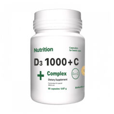Акція на Дієтична добавка вітамінний комплекс в капсулах AB PRO EntherMeal D3 1000 + С Complex+ Caps, 60 шт від Eva