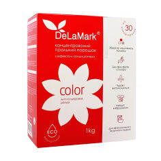 Акция на Пральний порошок Delamark Premium Line Color з ефектом кондиціонера, 30 циклів прання, 1 кг от Eva