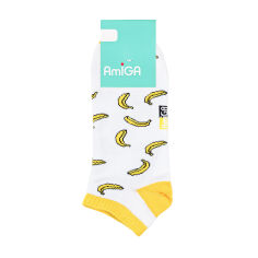 Акція на Шкарпетки жіночі AmiGА укорочені, білі з бананами, розмір 23-25 від Eva