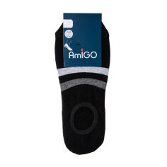 Акція на Шкарпетки чоловічі AmiGO SS19 сліди, Чорні з сірими смужками, розмір 29 від Eva