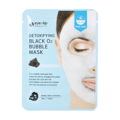 Акция на Киснева тканинна маска для обличчя Eyenlip Detoxifying Black O2 Bubble Mask Charcoal з деревним вугіллям, 20 г от Eva
