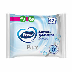 Акція на Вологий туалетний папір Zewa без аромату, 1-шаровий, 42 шт від Eva