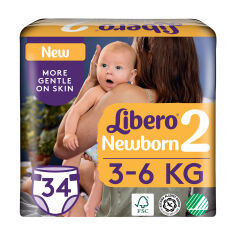 Акція на Дитячі підгузки Libero Newborn розмір 2 (3-6 кг), 34 шт від Eva